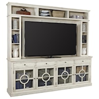 96" Cottage Style TV Stand and Hutch with Storage